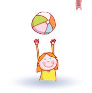 Girl and ball vector illustration