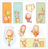 Kid party Banners and Bookmarks vector illustration