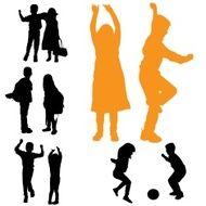 Vector silhouette of children N244