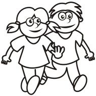 Girl and boy coloring book