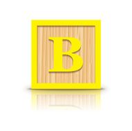 Vector letter B wooden alphabet block