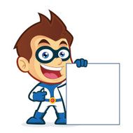 Superhero holding a blank sign