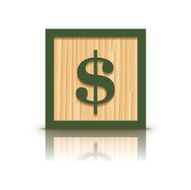 Vector dollar sign wooden alphabet block