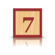 Vector number 7 wooden alphabet block