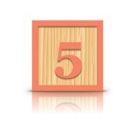 Vector number 5 wooden alphabet block