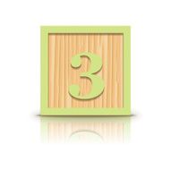 Vector number 3 wooden alphabet block