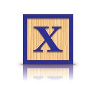 Vector letter X wooden alphabet block