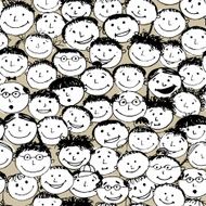 Crowd of funny peoples seamless background for your design N2