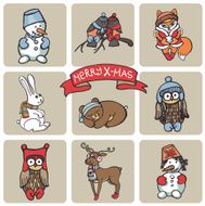 Christmas funny animals icons