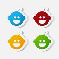 Paper clipped sticker baby face boy N5