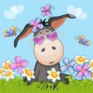 Donkey with flowers N2