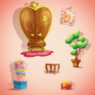 set of furniture and items for the doll princess bedroom
