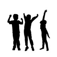 Vector silhouette of children N249