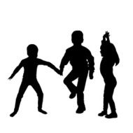 Vector silhouette of children N250
