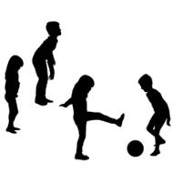 Vector silhouette of children N251