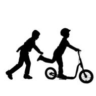 Vector silhouette of children N252