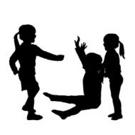 Vector silhouette of children N256