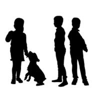 Vector silhouette of children N257
