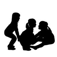 Vector silhouette of children N258