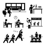 School Activity Event Student Stick Figure Pictogram Icon Clipart