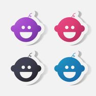 Paper clipped sticker baby face boy N6