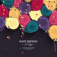 Vector colorful birthday card with paper balloons and wishes N5