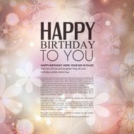Birthday card with flowers on colorful background
