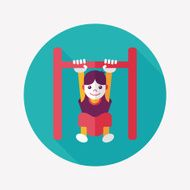 Boy hanging horizontal bar flat icon with long shadow eps10 N8
