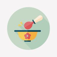 baby food bowl flat icon with long shadow eps10 N17