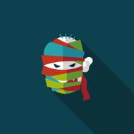 Halloween mummy flat icon with long shadow eps10 N39
