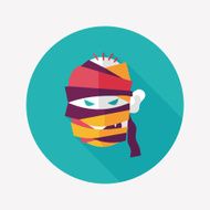 Halloween mummy flat icon with long shadow eps10 N40
