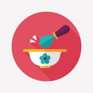 baby food bowl flat icon with long shadow eps10 N18