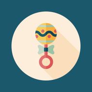baby rattle flat icon with long shadow EPS 10 N164
