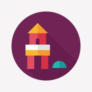 brick house flat icon with long shadow N83