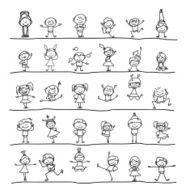 hand drawing cartoon character happy kids N13