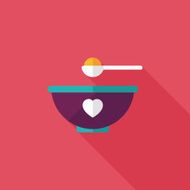 baby food bowl flat icon with long shadow eps10 N19