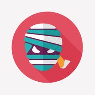 Halloween mummy flat icon with long shadow eps10 N41