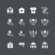 charity and donation silhouette icons flat line design vector