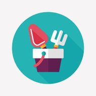 Shovel and bucket toys flat icon with long shadow eps10 N20