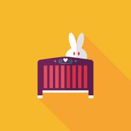 baby cradle bed flat icon with long shadow eps10 N108