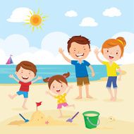Happy family at the beach