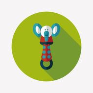 baby Rattle flat icon with long shadow eps10 N229