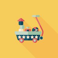 toy cart flat icon with long shadow eps10 N17