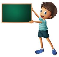 Boy holding an empty blackboard