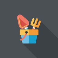 Shovel and bucket toys flat icon with long shadow eps10 N23