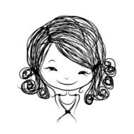 Cute Girl Smiling Sketch For Your Design N5