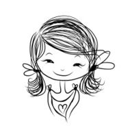 Cute Girl Smiling Sketch For Your Design N7