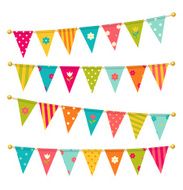 Triangle bunting flags with flowers