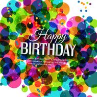 Vector birthday card in bright colors on polka dots background N2