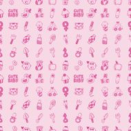 seamless doodle baby pattern N10